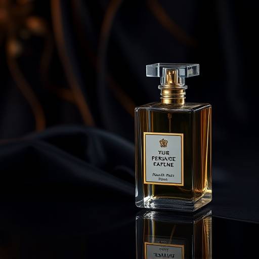 Fotografia di prodotto di un profumo di lusso su uno sfondo scuro e opulento.
