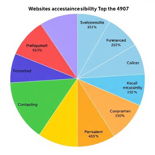 Un grafico a torta che mostra la suddivisione delle componenti di accessibilit&agrave; testate sul sito web.
